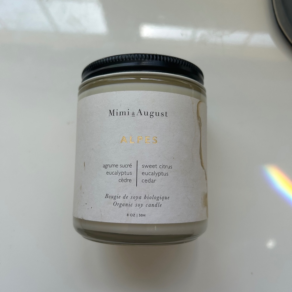 Mimi & August Alpes organic soy jar candle citrus eucalyptus cedar